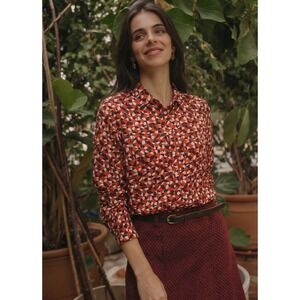J.Crew Collection Women's 100% Silk Floral Print Button Front Blouse Shirt Sz 4